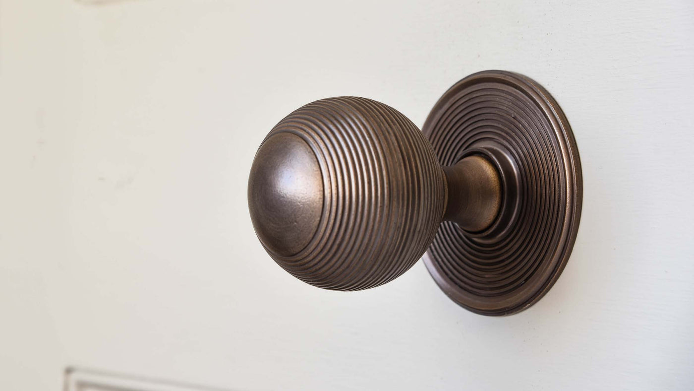Beehive styles door pull displaying the classic Victorian reeded styling