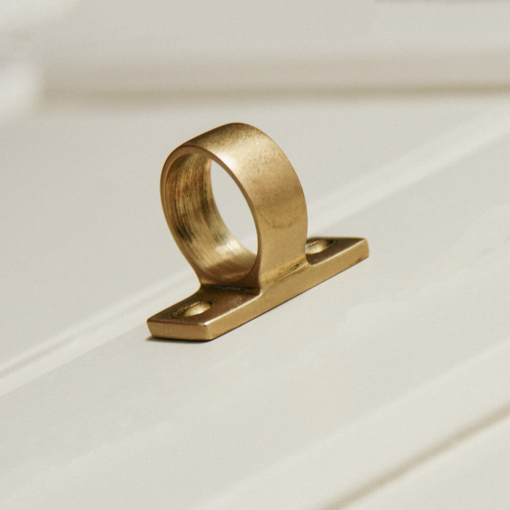 Aged brass hoop ring pull for sash windows