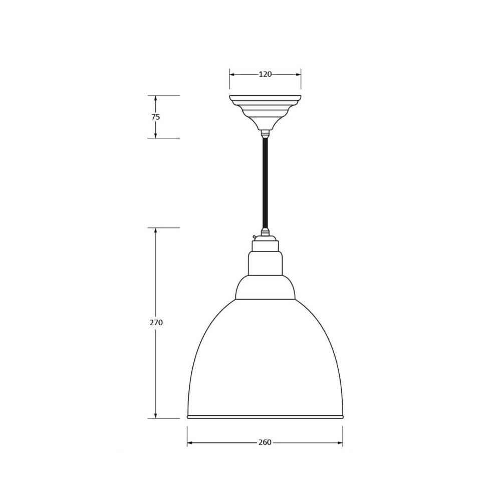 Dimensions for the solid copper Brindley pendant light