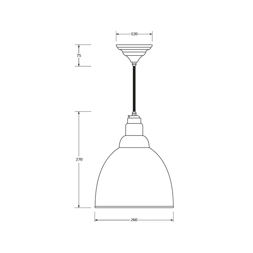 Dimensions for the hammered polished nickel pendant light