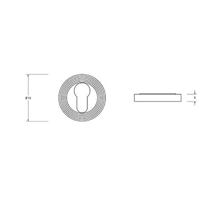 Dimensions of the satin stainless steel circular beehive escutcheon