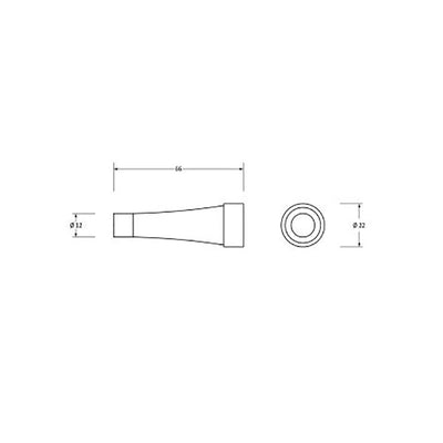 Dimensions for satin stainless steel projection door stop