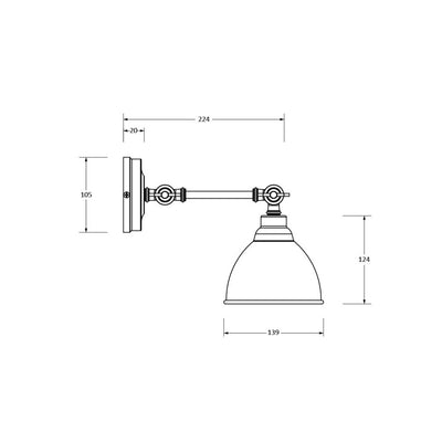 Dimensions for the smooth nickel Brindley wall light