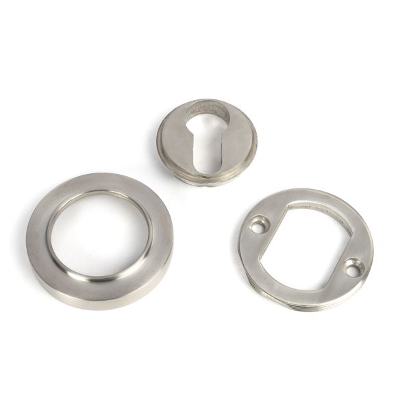 Satin stainless steel circular beehive escutcheon in 3 separate parts