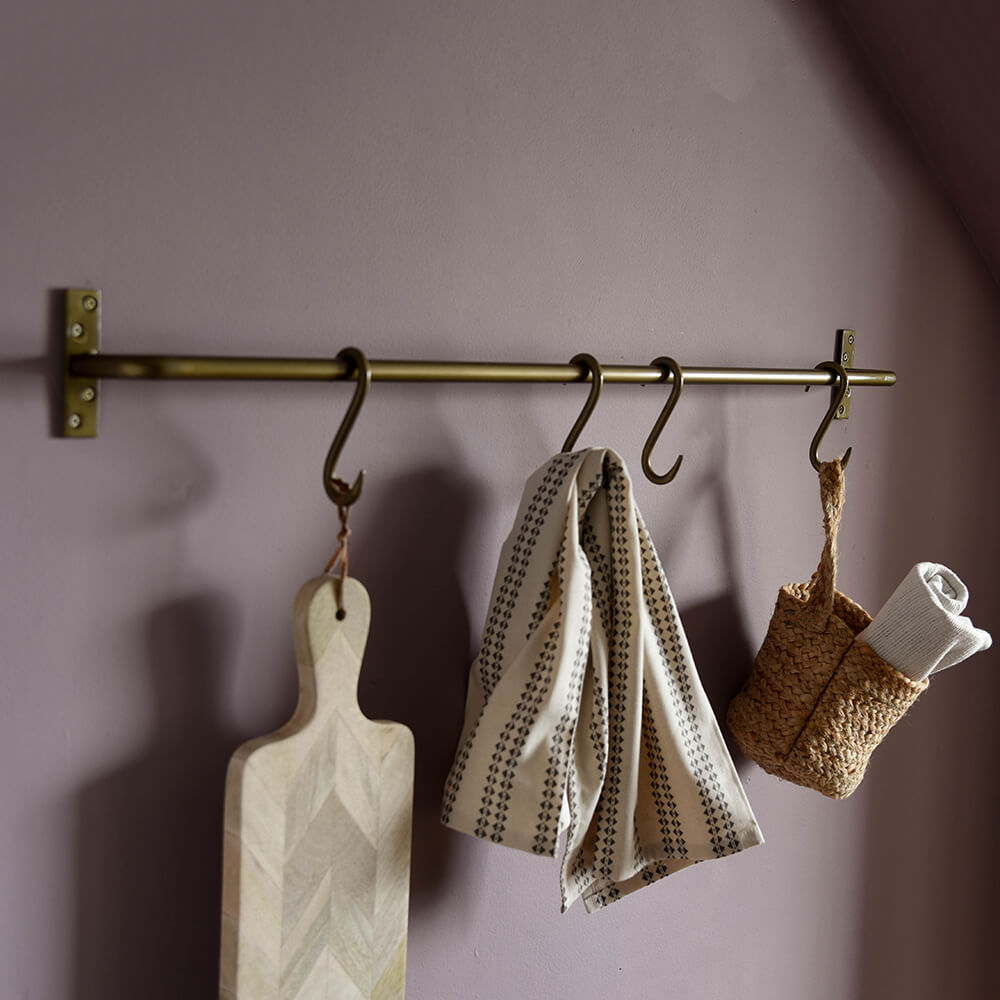 Brass hanging rail Kitchen Hook rail Brass hook rail