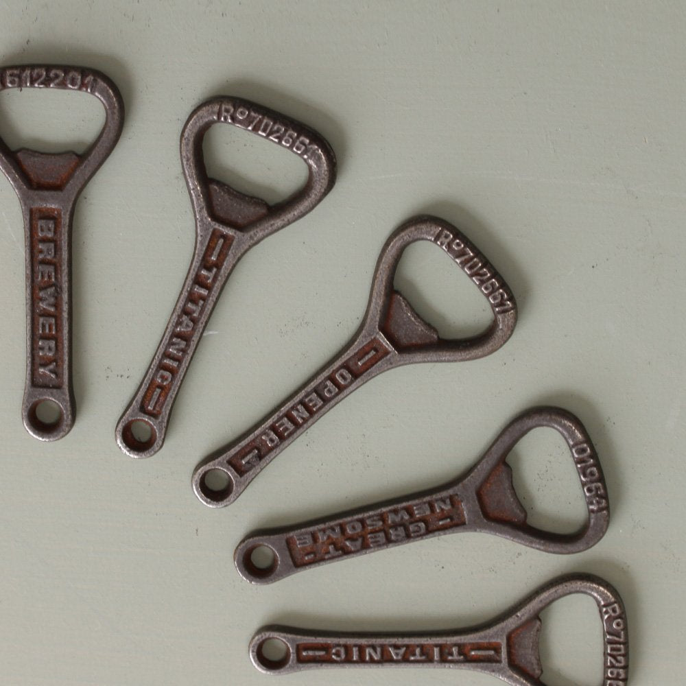 Cast Iron Bottle Openers with text