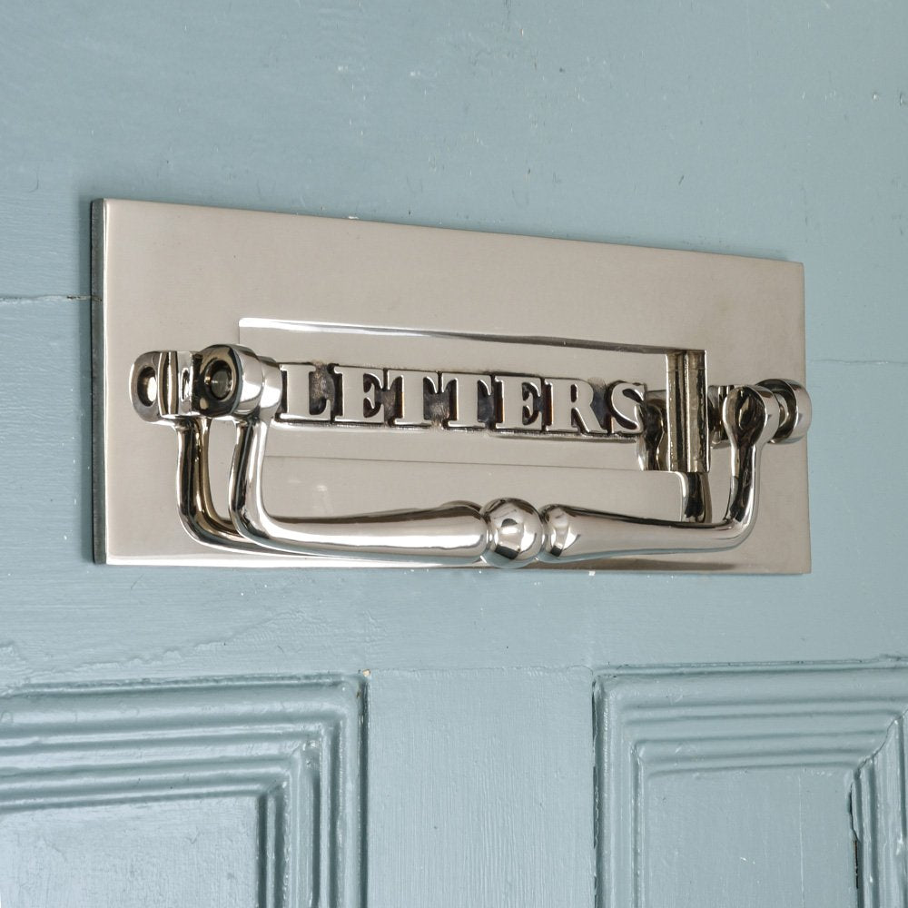 UAP Chrome Modern Letter Box Plate Set – 12 Inch, With Brushes, For UPVC/Wooden Doors