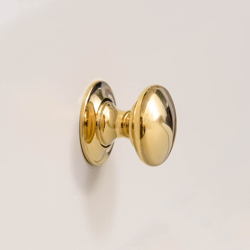 Brass cabinet knobs - Round brass cupboard knobs - Solid brass