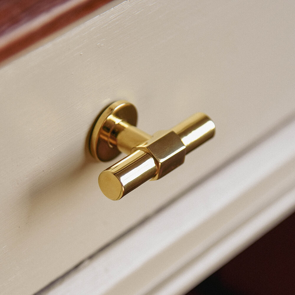 thumbnail image 2 of Gold Brass T-Bar Drawer Pulls – Cabinet Door Handles By MFYS – Multipack Available? 2 of 3
