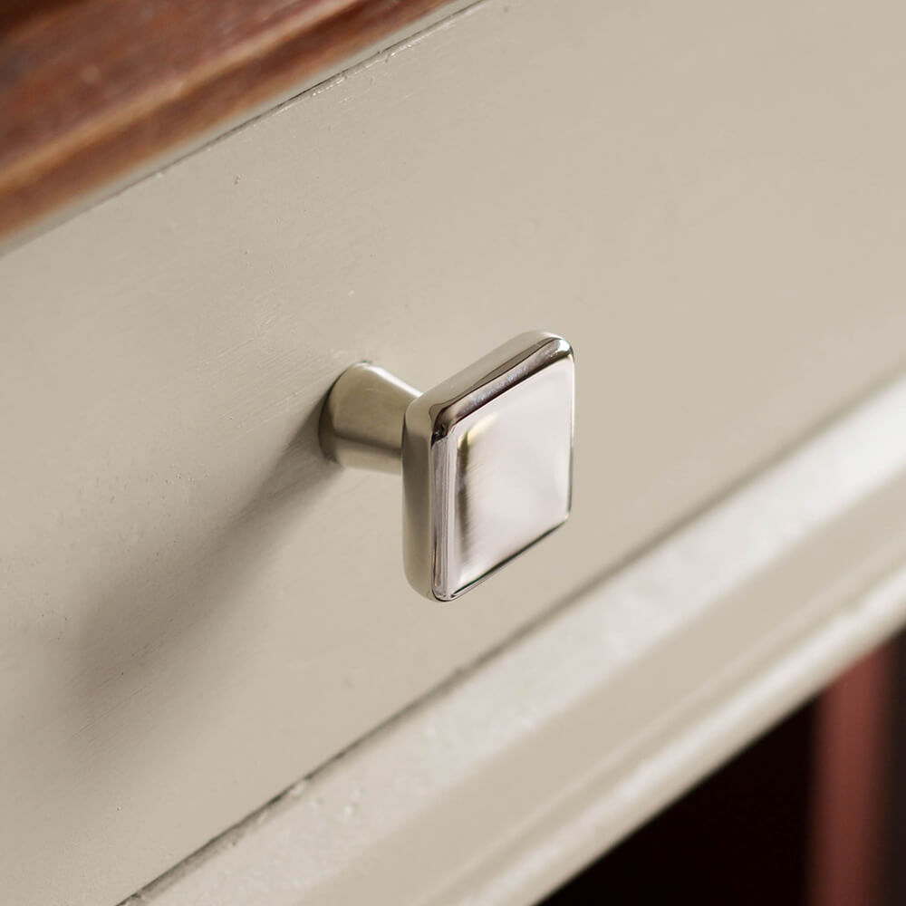 Square nickel knobs Polished nickel pulls