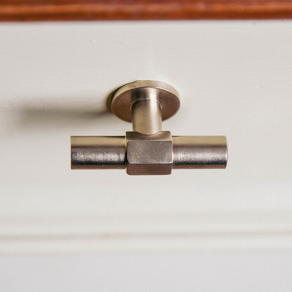 Fusion T Bar Drawer Pull in satin nickel from above