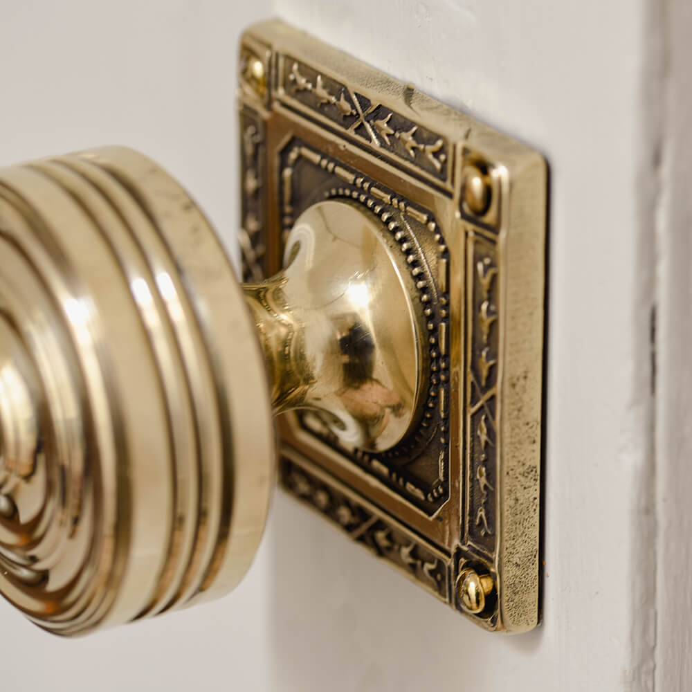 Square Backplate Door Knobs with detail