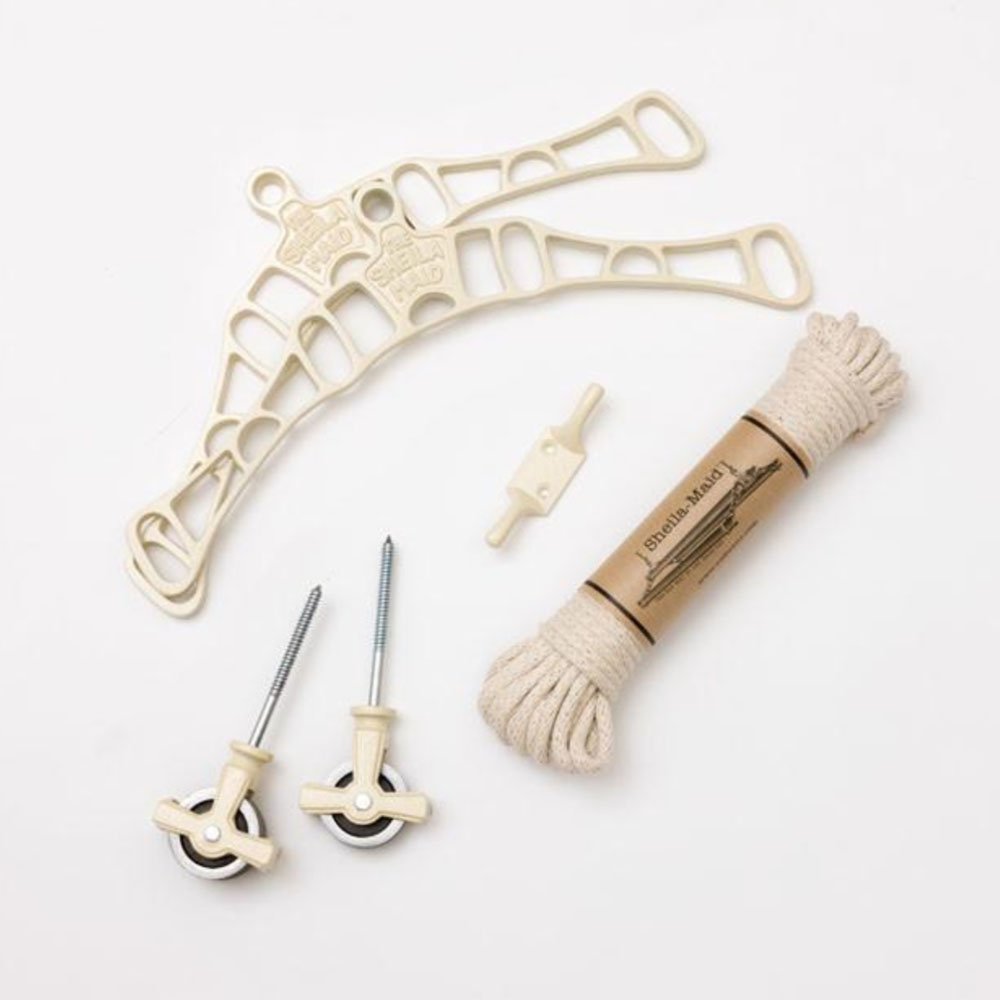 Components of Sheila maid including fixings, rope and ends
