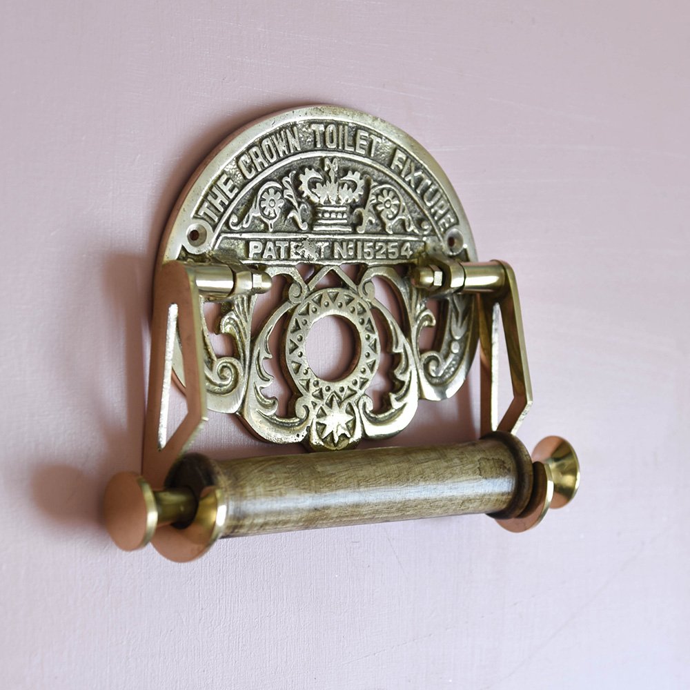 Crown Toilet Roll Holder - Solid Brass