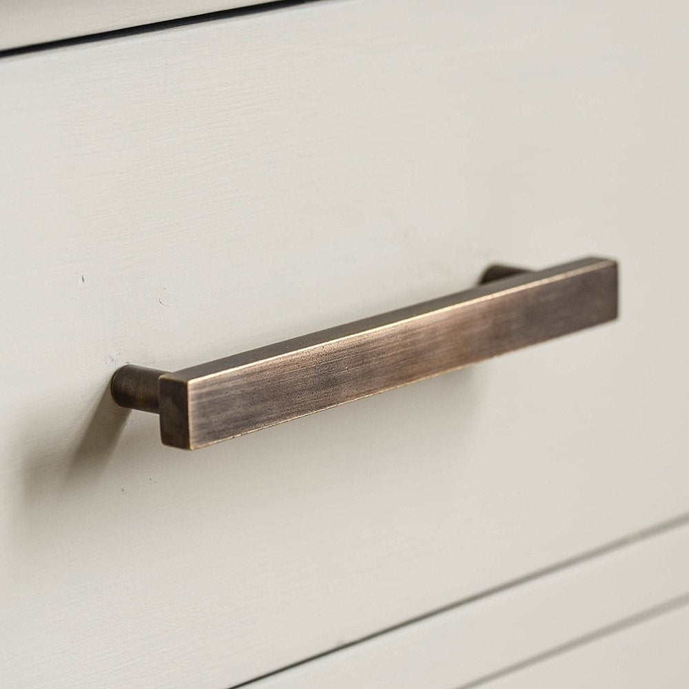 Cuboid Pull Handle - Distressed Antique Brass