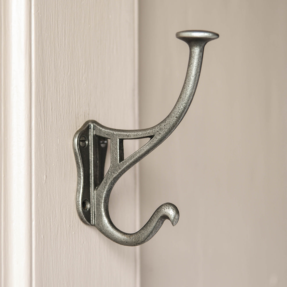 Art Nouveau Style Coat Hook with Flat Top in Cast Iron