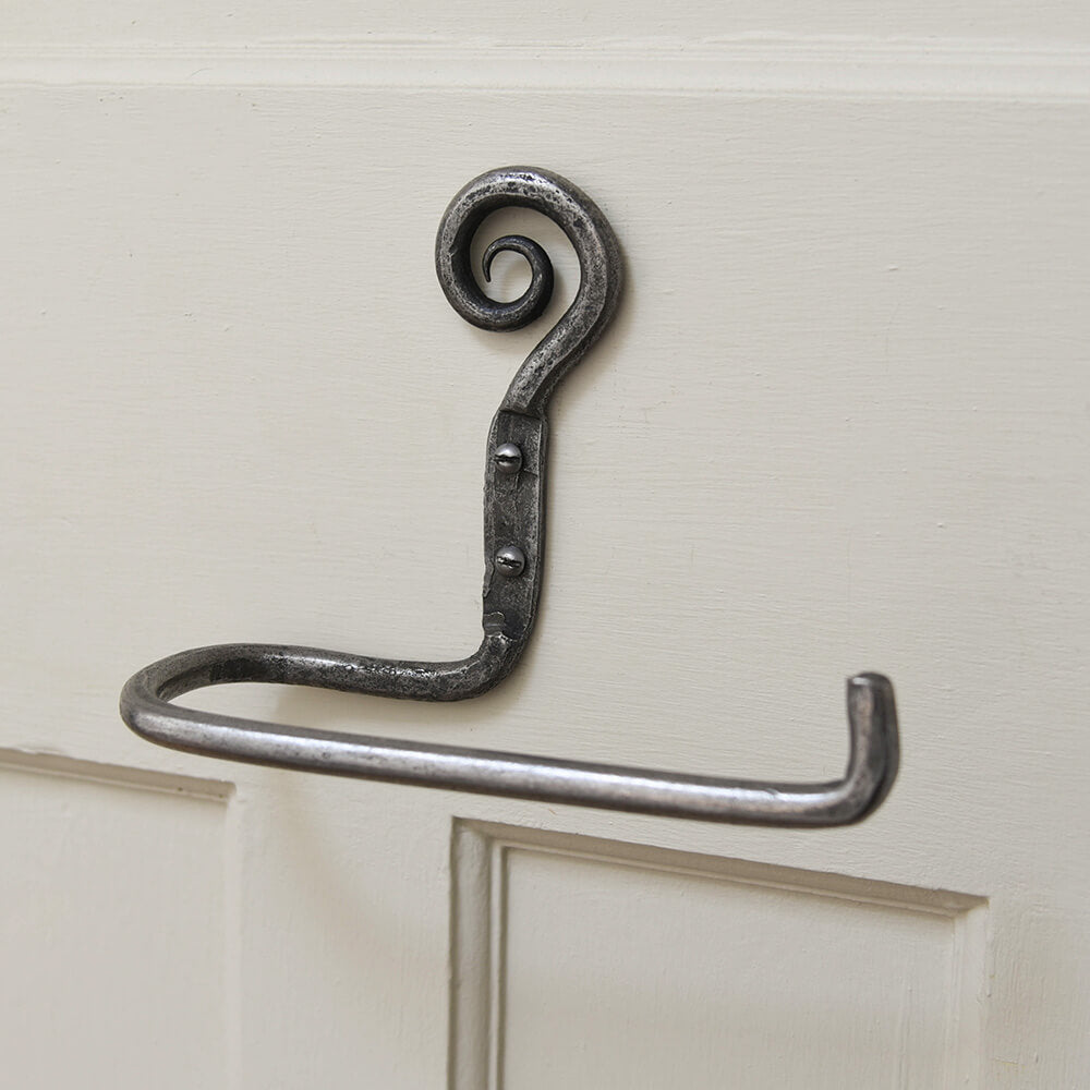 Simple Swirl Design Toilet Roll Holder in Cast Iron