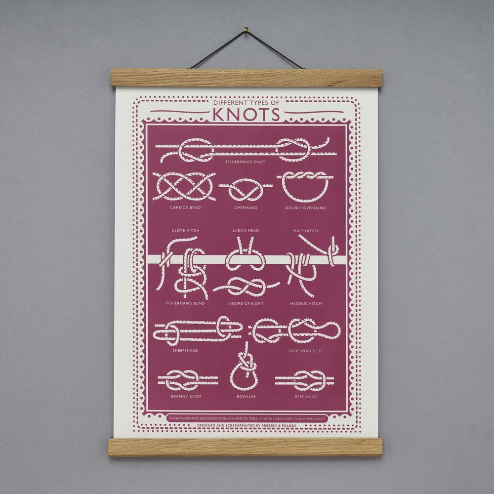 different types of knots a3 screen print
