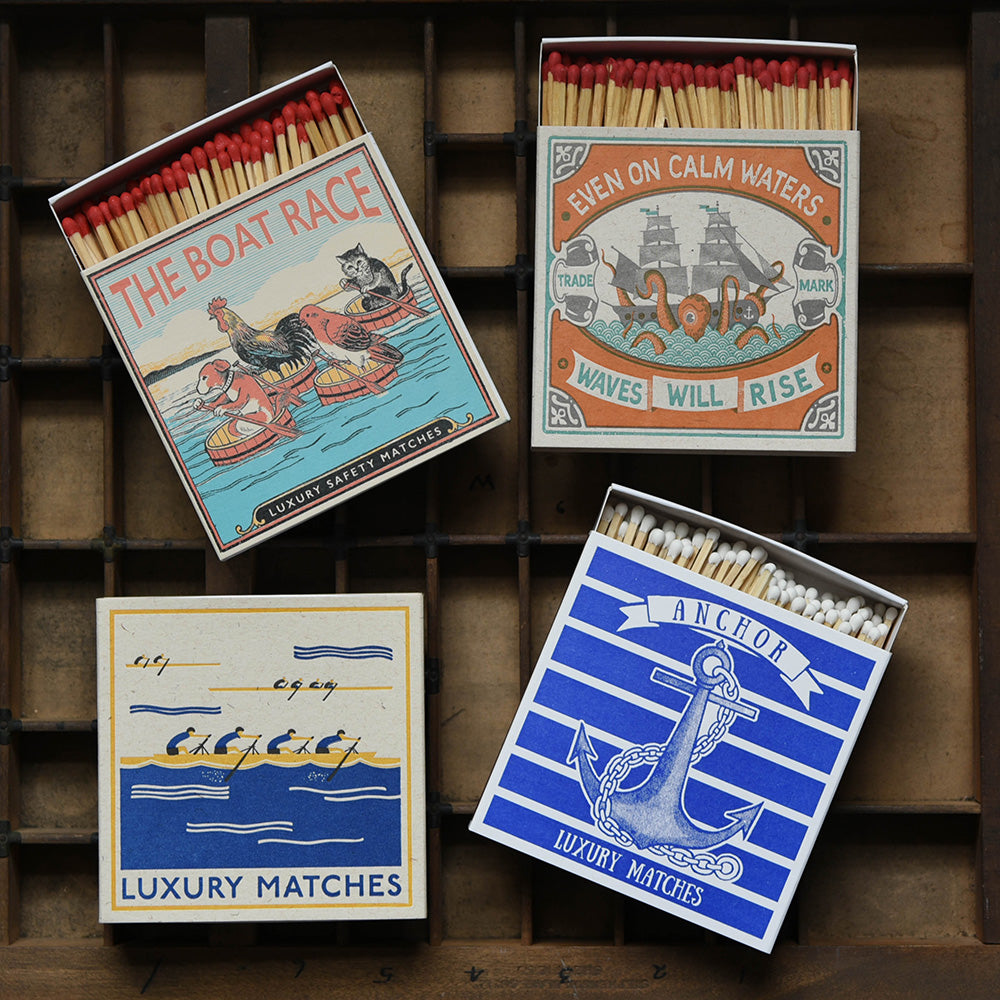 Four Boxes of Large Luxury Matches in Various Boat and Maritime Designs