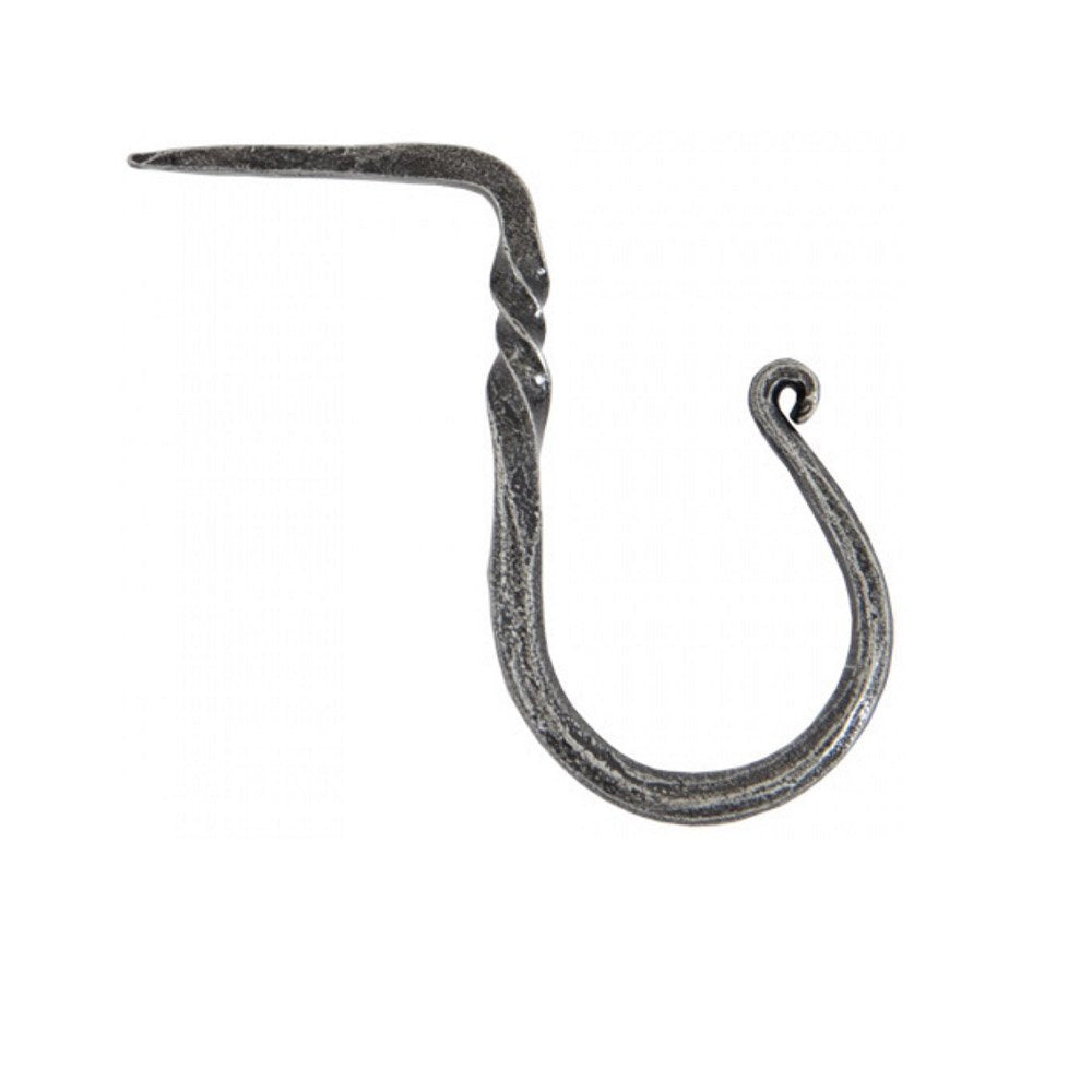 a cup hook in a pewter finish