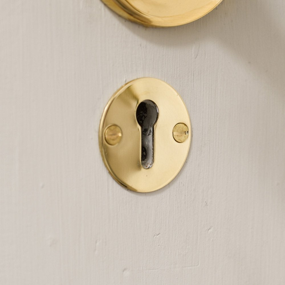 Plain Round Escutcheon Without Cover in Polished Brass.