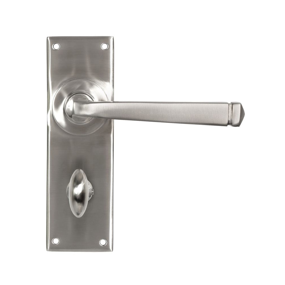 Bathroom door handles with privacy lock Brushed steel handles