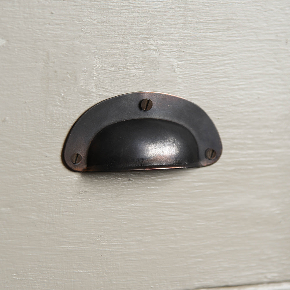 Small Pressed Copper Drawer Cup Handle in Aged Finish