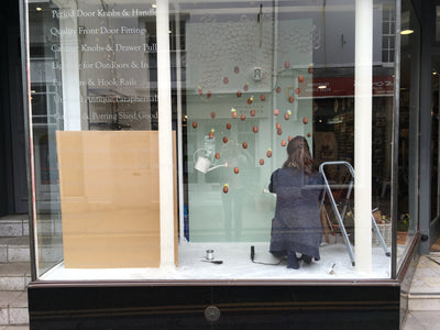 Construction of Our Easter Window Display