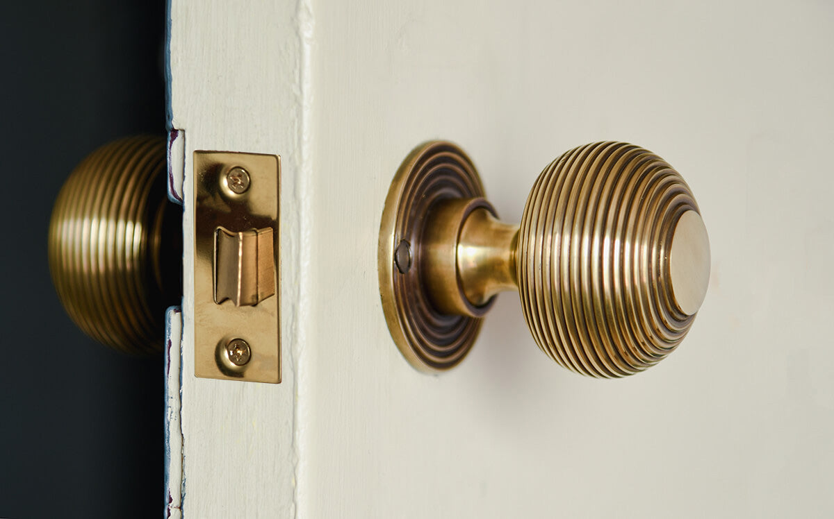 Willow & Stones best selling Aged Brass Beehive Door Knobs on internal door