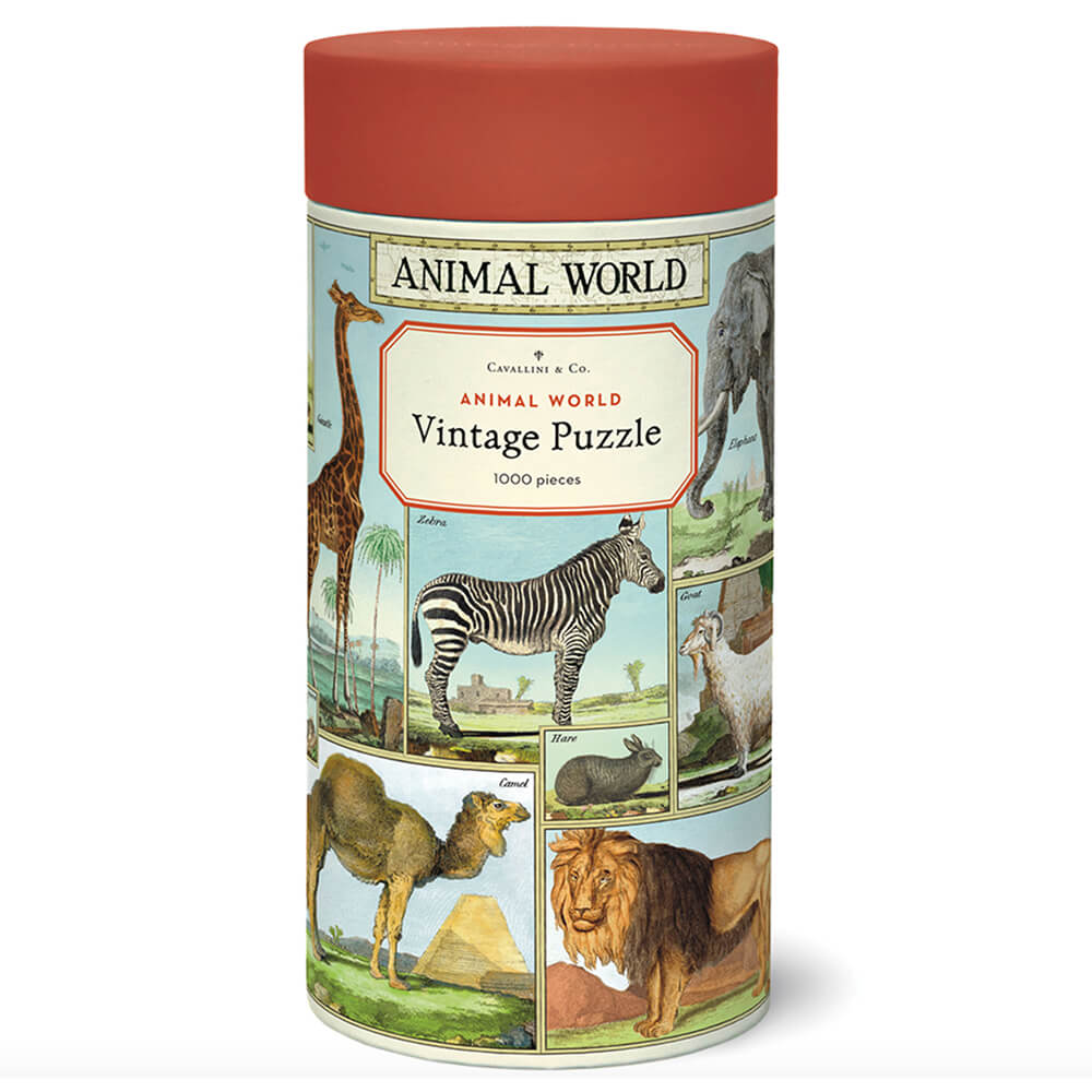 Cylinderical puzzle box in the theme of animals
