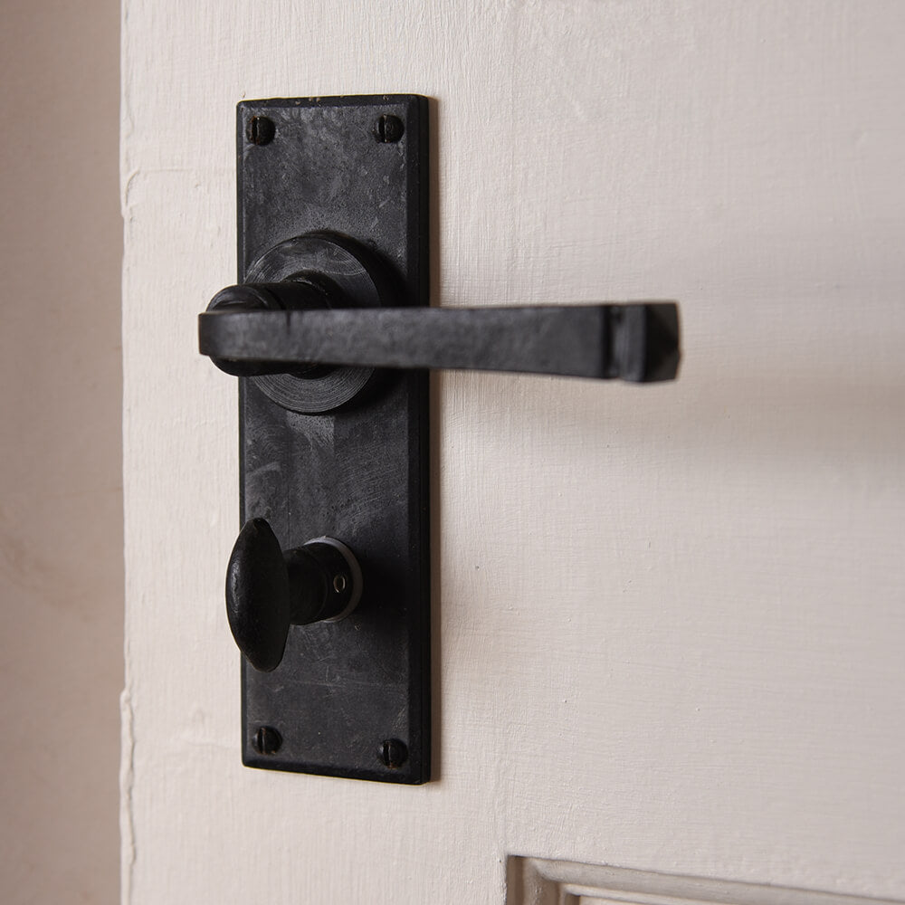 Black bathroom lever handle