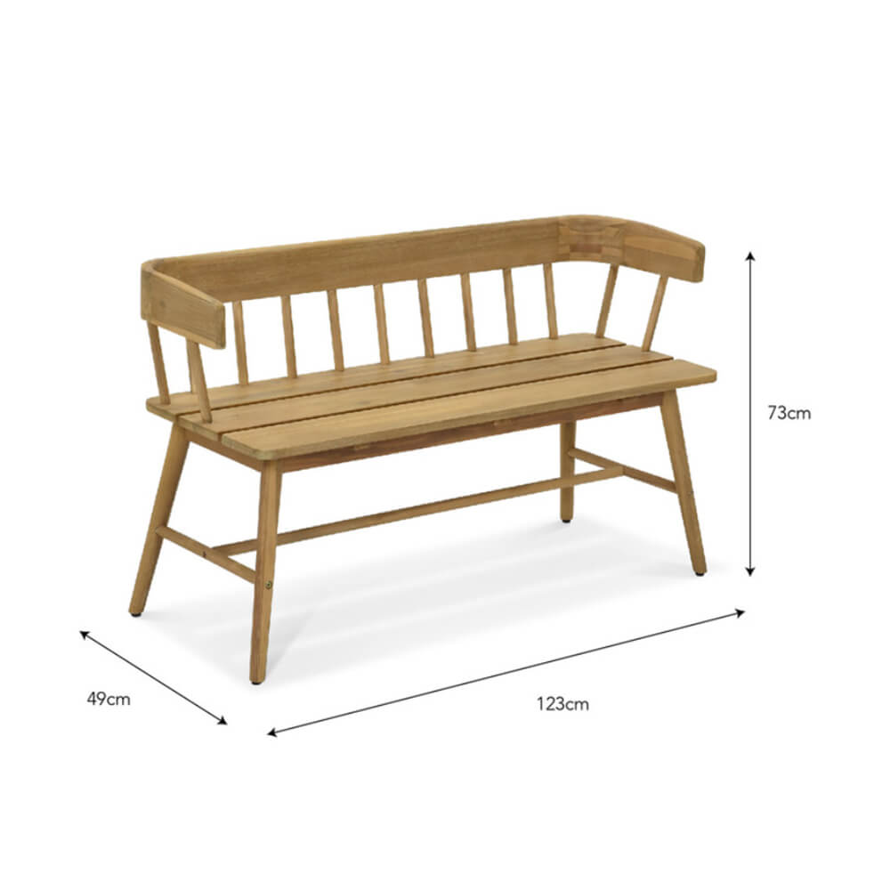 bench shown with dimensions