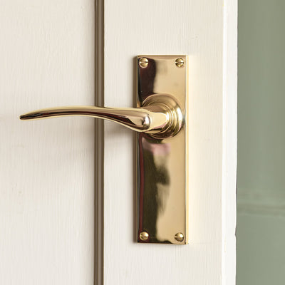 Lever handle detail, in solid brass