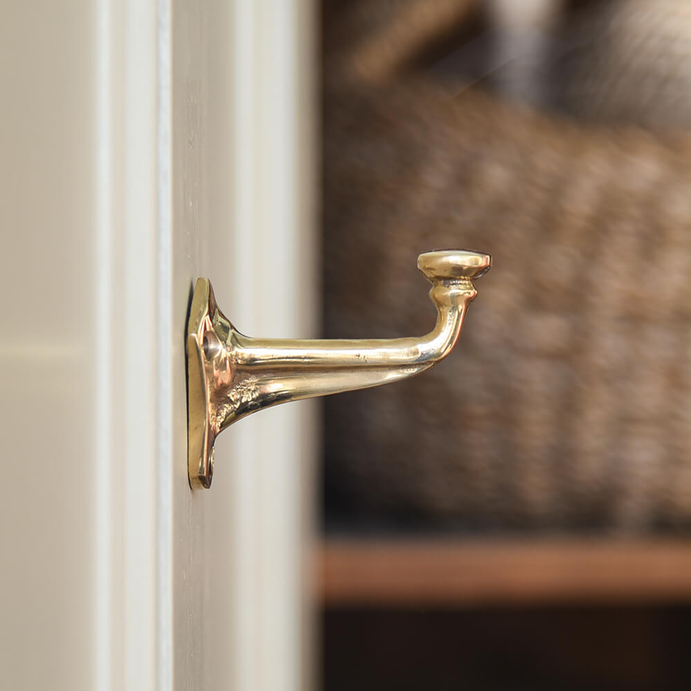 Boot Room Hook - Brass Coat Hook - Brass Hook