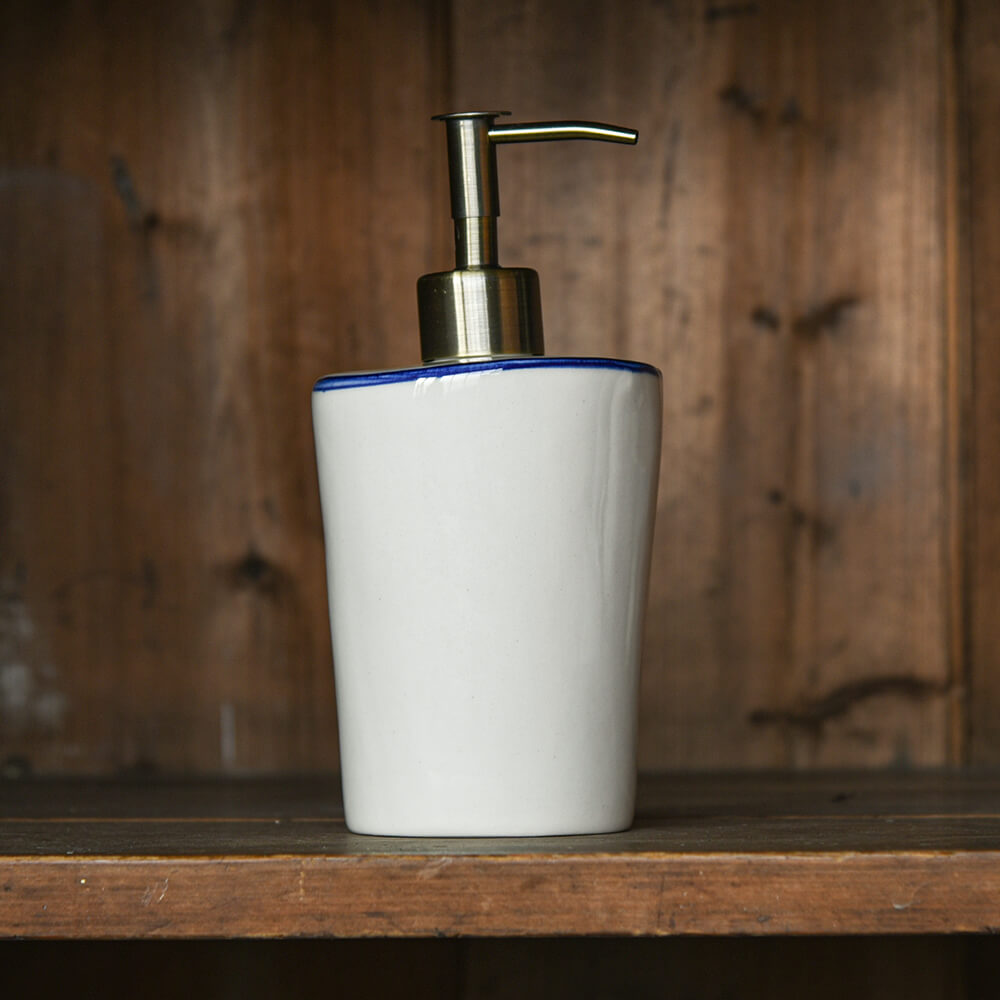 Ceramic Soap Dispenser - Ink Blue Edge