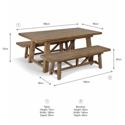 chilford dining set with dimensions