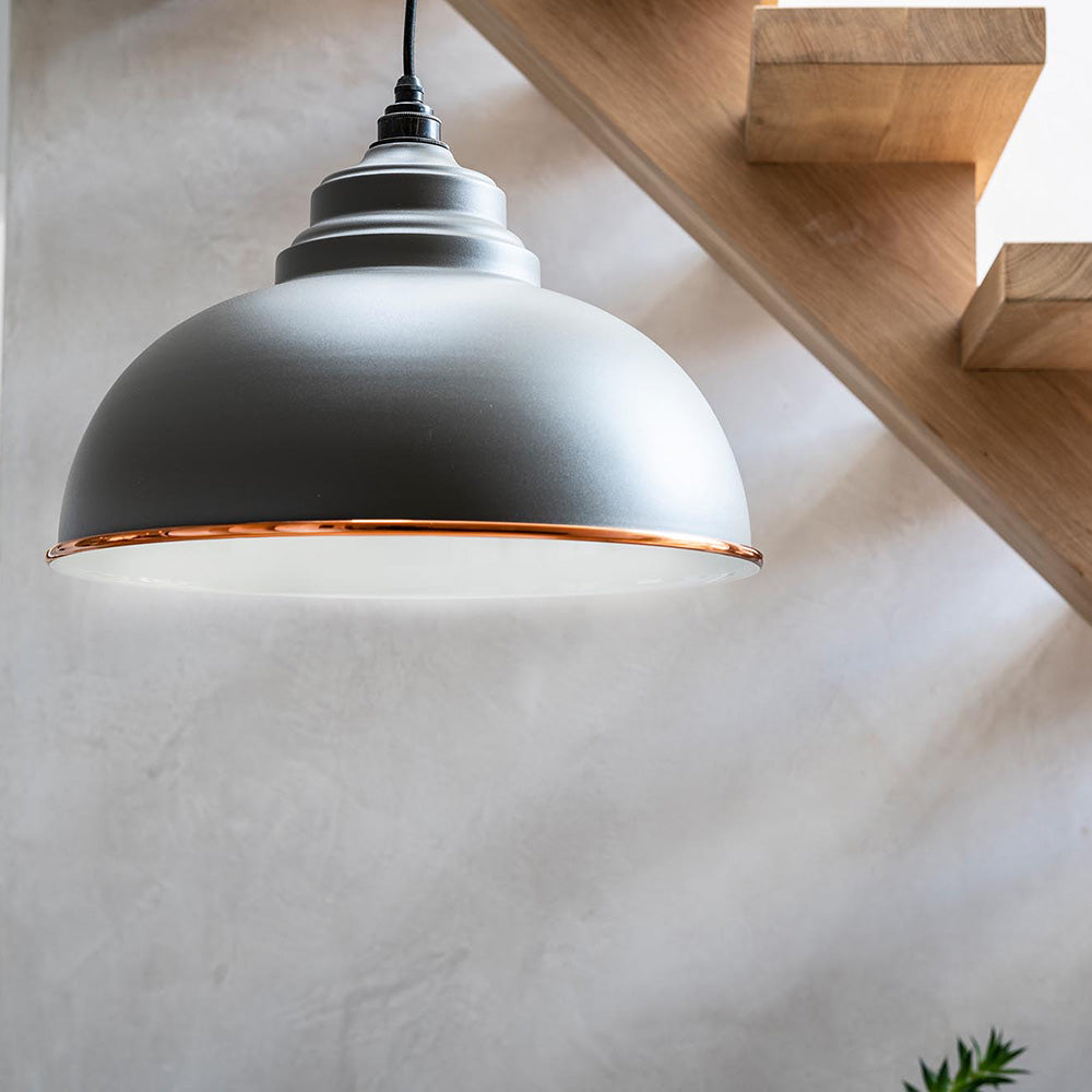 Domed Pendant Light - Bluff and Copper by oak staircase
