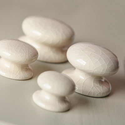 Cream Crackle Glazed Ceramic Cabinet Knobs