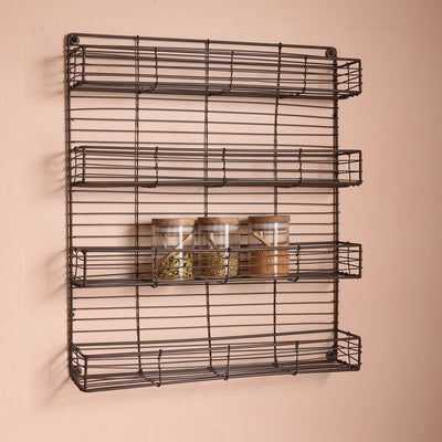 4 tiered wire spice rack with antiqued brass finish
