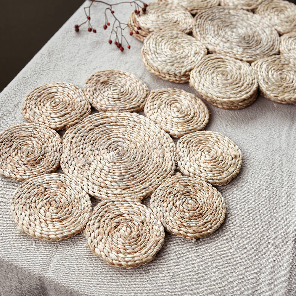 Jute Flower Placemats - Set of 4