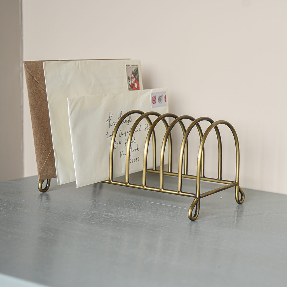 Traditional Desk Organizer | Brass Letter Rack