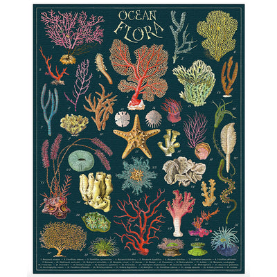 Ocean Flora Puzzle - 1000 Piece Jigsaw featuring vintage images of starfish and coral