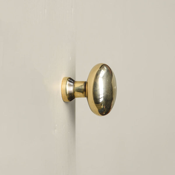 Polished Antique Brass Oval Cabinet Knob