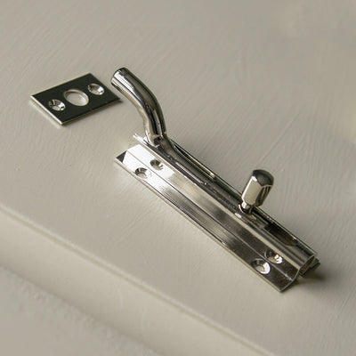 Nickel sliding bolt showing the shaped bolt 