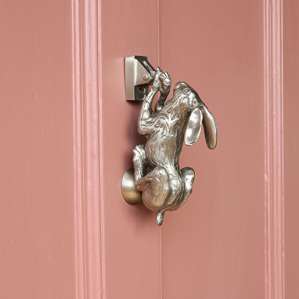 Rabbit Knocker Hare door knocker - Rabbit door knocker - Satin Silver