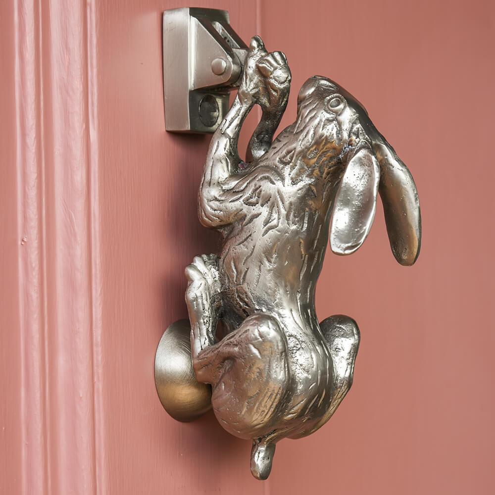 Rabbit Knocker Hare door knocker - Rabbit door knocker - Satin Silver