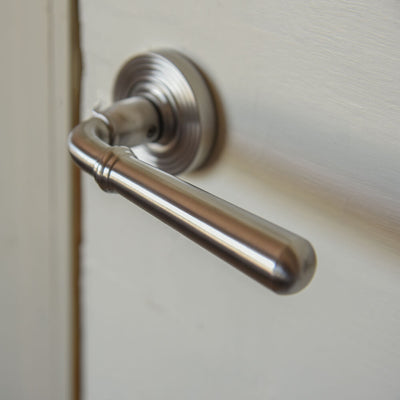 satin stainless steel lever handle detail shot