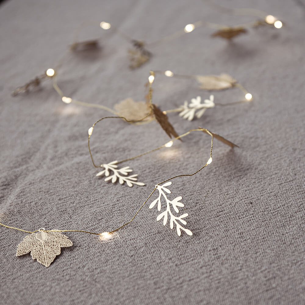 Shimmer Leaf Design Battery Operated Light Chain