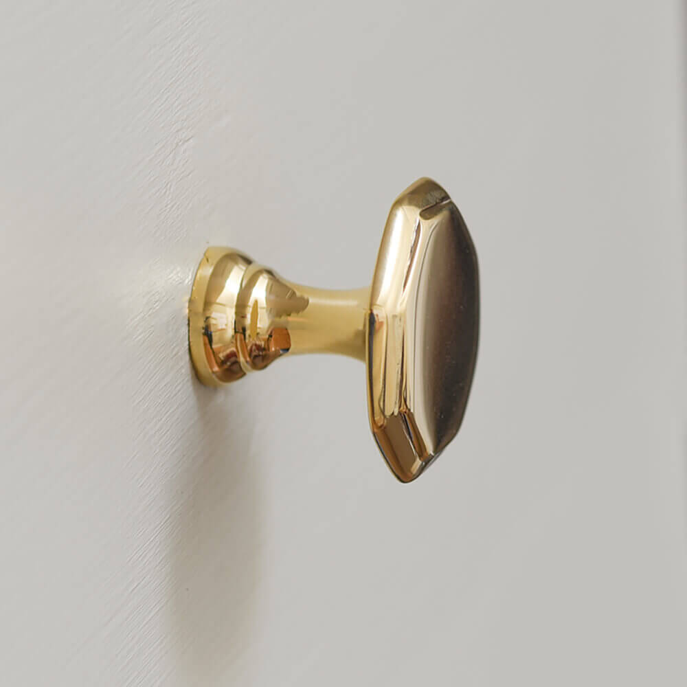 Brass Smooth Top Octagonal Cabinet Knob from the side profile