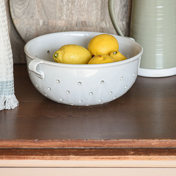 White Stoneware Colander